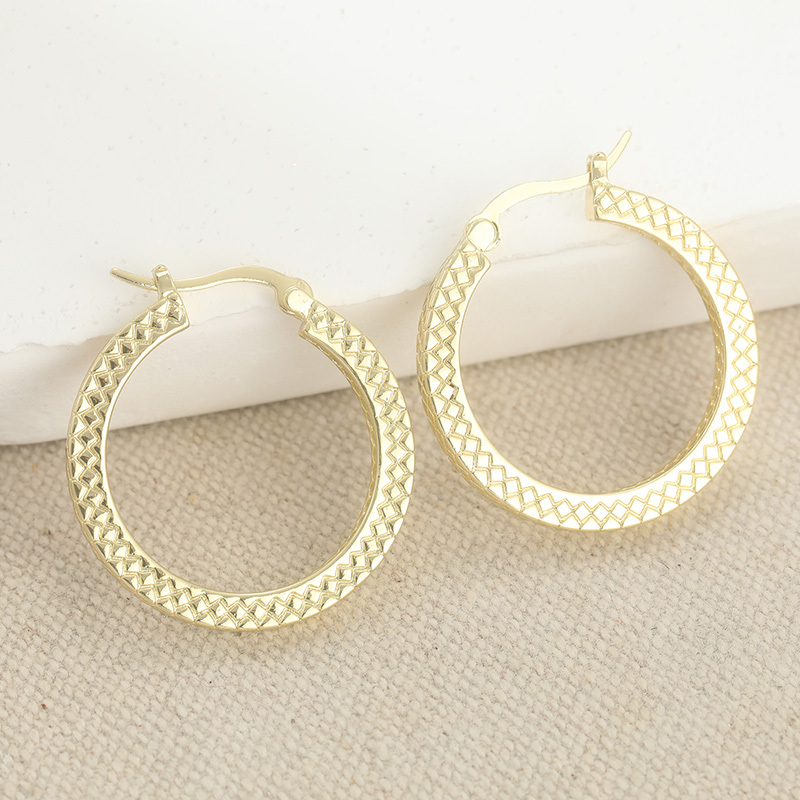 Women's Braided Golden Earrings with Braid Motif